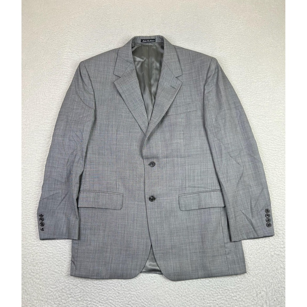 Lauren Ralph Lauren Blazer Mens 42L Gray Wool Houndstooth Two Button Notch Lapel